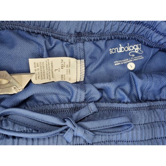 Scrubology Large Navy Blue Multi-Pocket Scrub Pants Poly/Spandex Stretch Medical - Picture 11 of 12